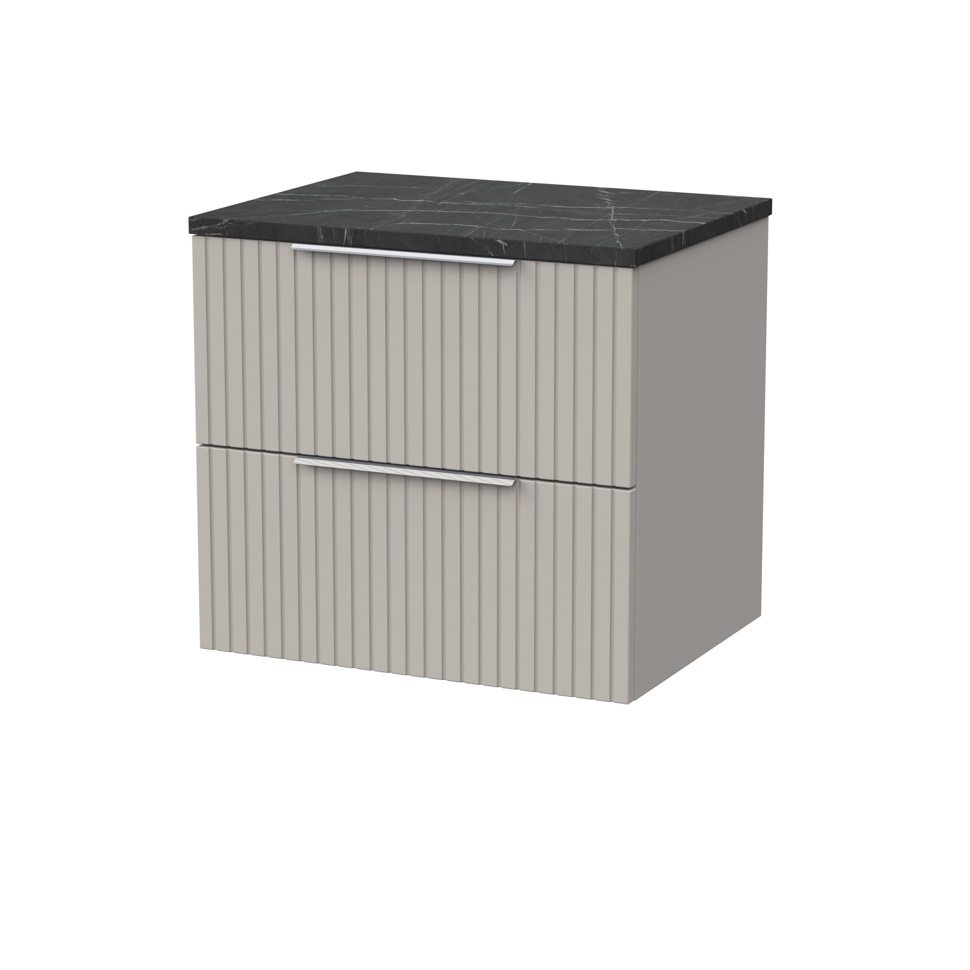 [BFLF3224LBP] Callingwood Contemporary Wall Hung 2 Drawer Vanity Unit with Black Pietra Marble Laminate Worktop, Choice of Size and Colour - Cutout