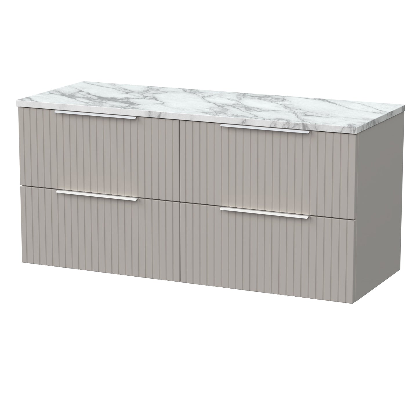 [BFLF3224LCM2] Callingwood Contemporary Wall Hung 4 Drawer 1200mm Vanity Unit with Carrera Marble Laminate Worktop, Choice of Colour - Cutout