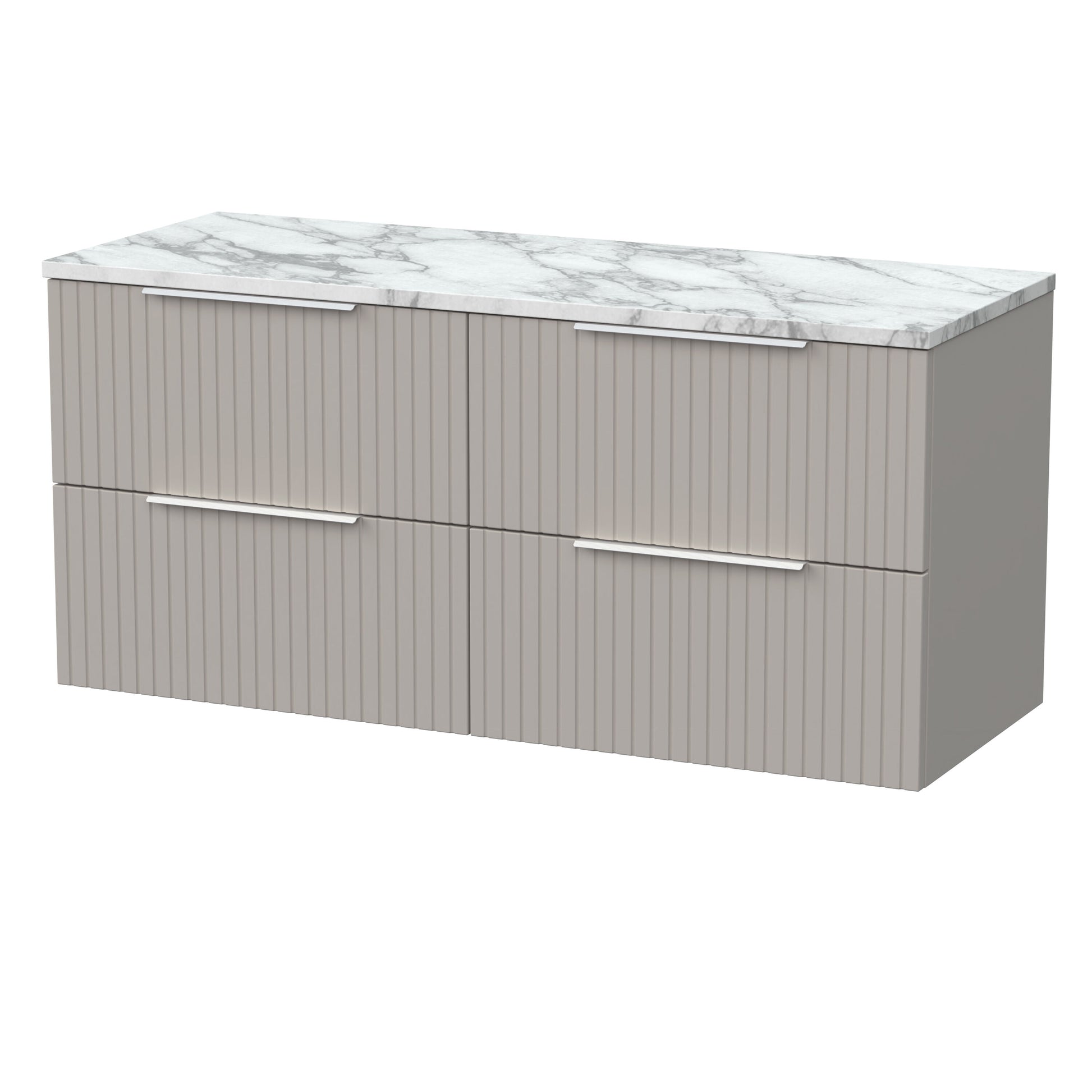 [BFLF3224LCM2] Callingwood Contemporary Wall Hung 4 Drawer 1200mm Vanity Unit with Carrera Marble Laminate Worktop, Choice of Colour - Cutout