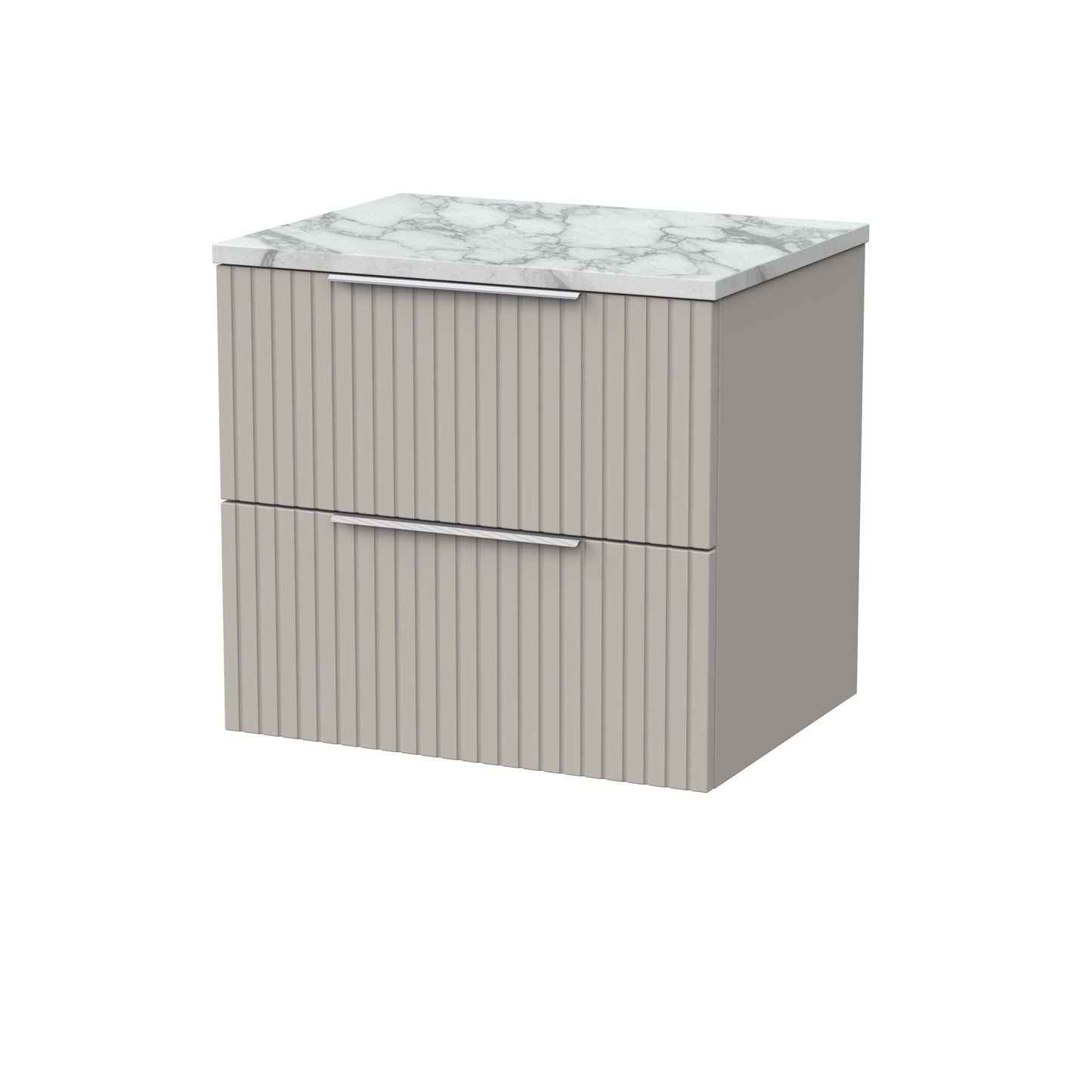 [BFLF3224LCM] Callingwood Contemporary Wall Hung 2 Drawer Vanity Unit with Carrera Marble Laminate Worktop, Choice of Size and Colour - Cutout