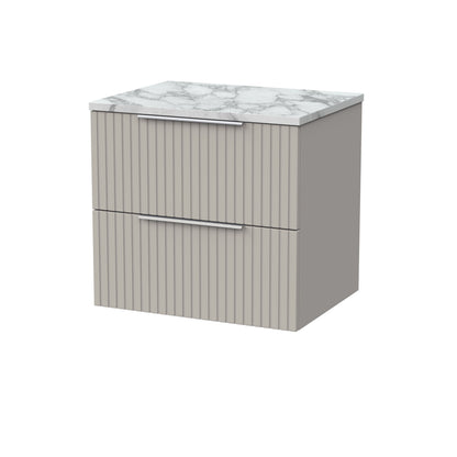 [BFLF3224LCM] Callingwood Contemporary Wall Hung 2 Drawer Vanity Unit with Carrera Marble Laminate Worktop, Choice of Size and Colour - Cutout