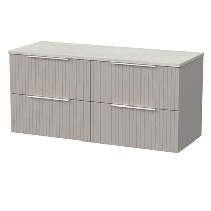 [BFLF3224LSWG2] Callingwood Contemporary Wall Hung 4 Drawer 1200mm Vanity Unit with White Sparkle Laminate Worktop, Choice of Colour - Cutout