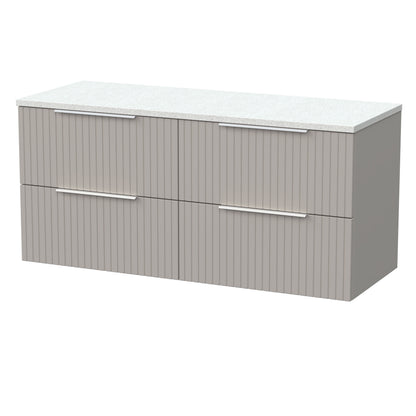 [BFLF3224LWN2] Callingwood Contemporary Wall Hung 4 Drawer 1200mm Vanity Unit with White Nebula Laminate Worktop, Choice of Colour - Cutout
