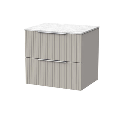 [BFLF3224WMT] Callingwood Contemporary Wall Hung 2 Drawer Vanity Unit with White Marble Worktop, Choice of Size and Colour - Cutout