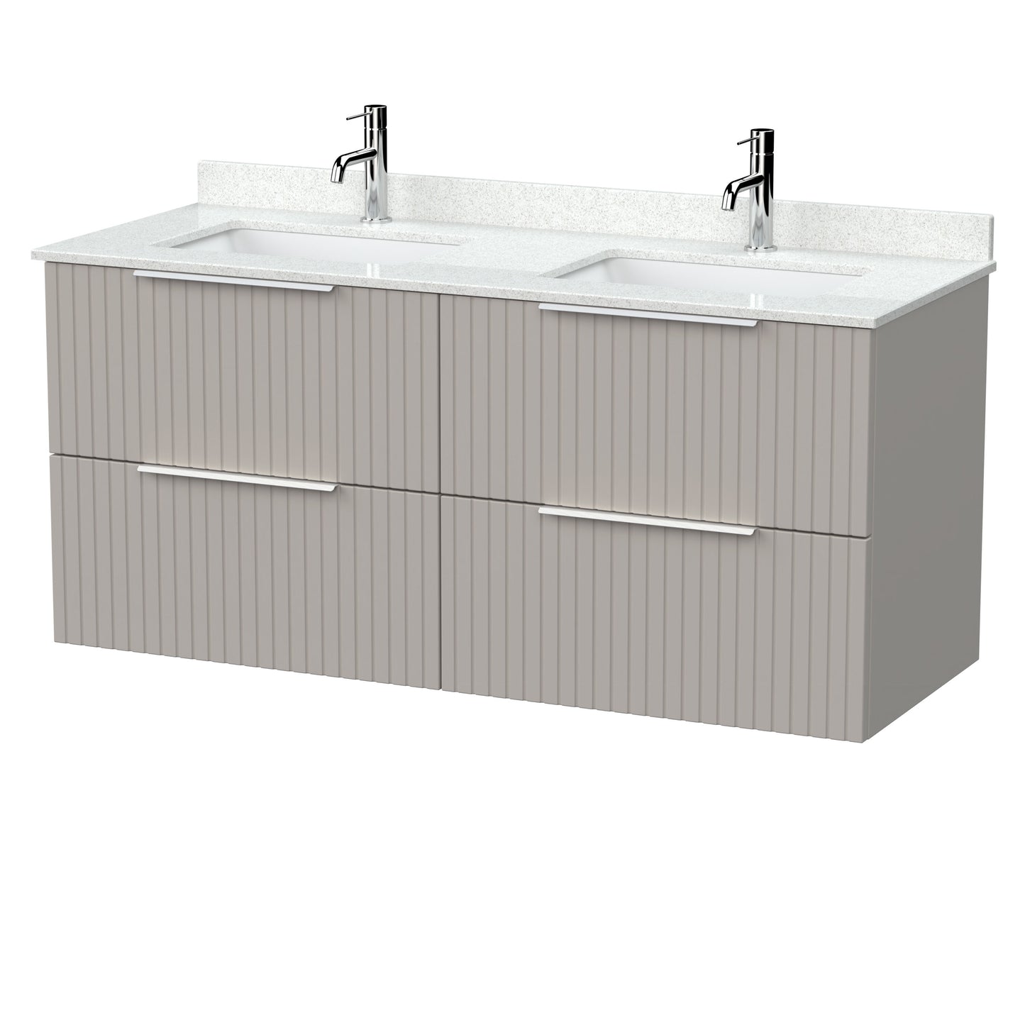 [BFLF3224WS2] Callingwood Contemporary Wall Hung 4 Drawer 1200mm Vanity Unit with Marble Worktop and Double Basin, Choice of Colour - Cutout