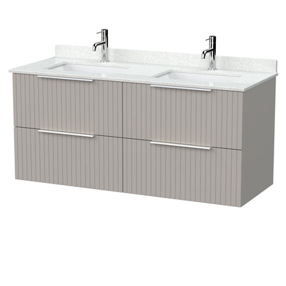 [BFLF3224WS2] Callingwood Contemporary Wall Hung 4 Drawer 1200mm Vanity Unit with Marble Worktop and Double Basin, Choice of Colour - Cutout