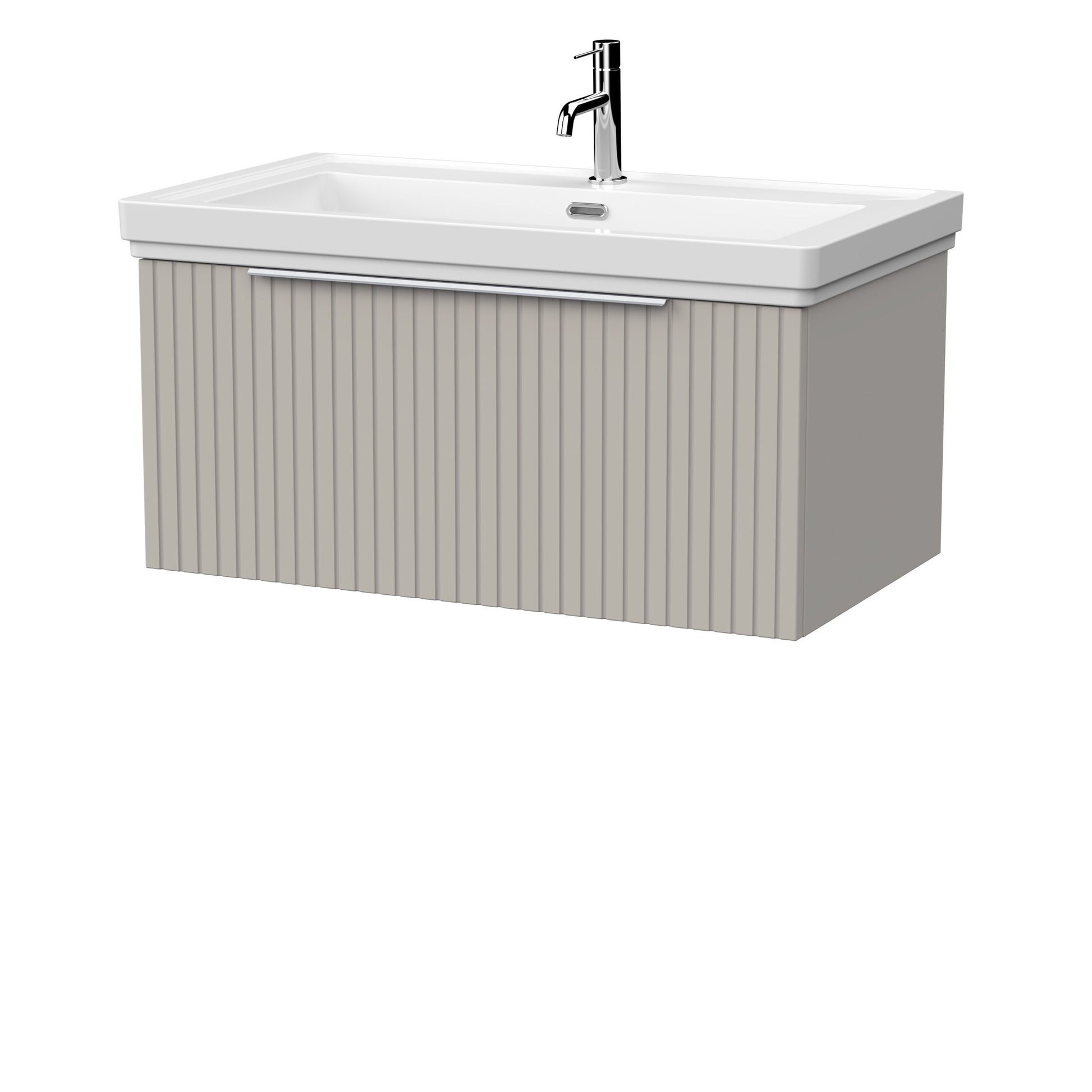 [BFLF3225A] Callingwood Contemporary Wall Hung 1 Drawer Vanity Unit with Traditional 1 Tap Hole Fireclay Basin, Choice of Size and Colour - Cutout