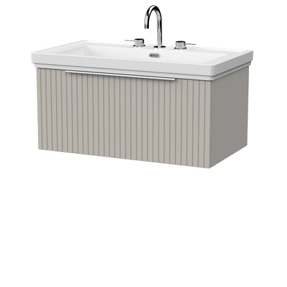 [BFLF3225B] Callingwood Contemporary Wall Hung 1 Drawer Vanity Unit with Traditional 3 Tap Hole Fireclay Basin, Choice of Size and Colour - Cutout