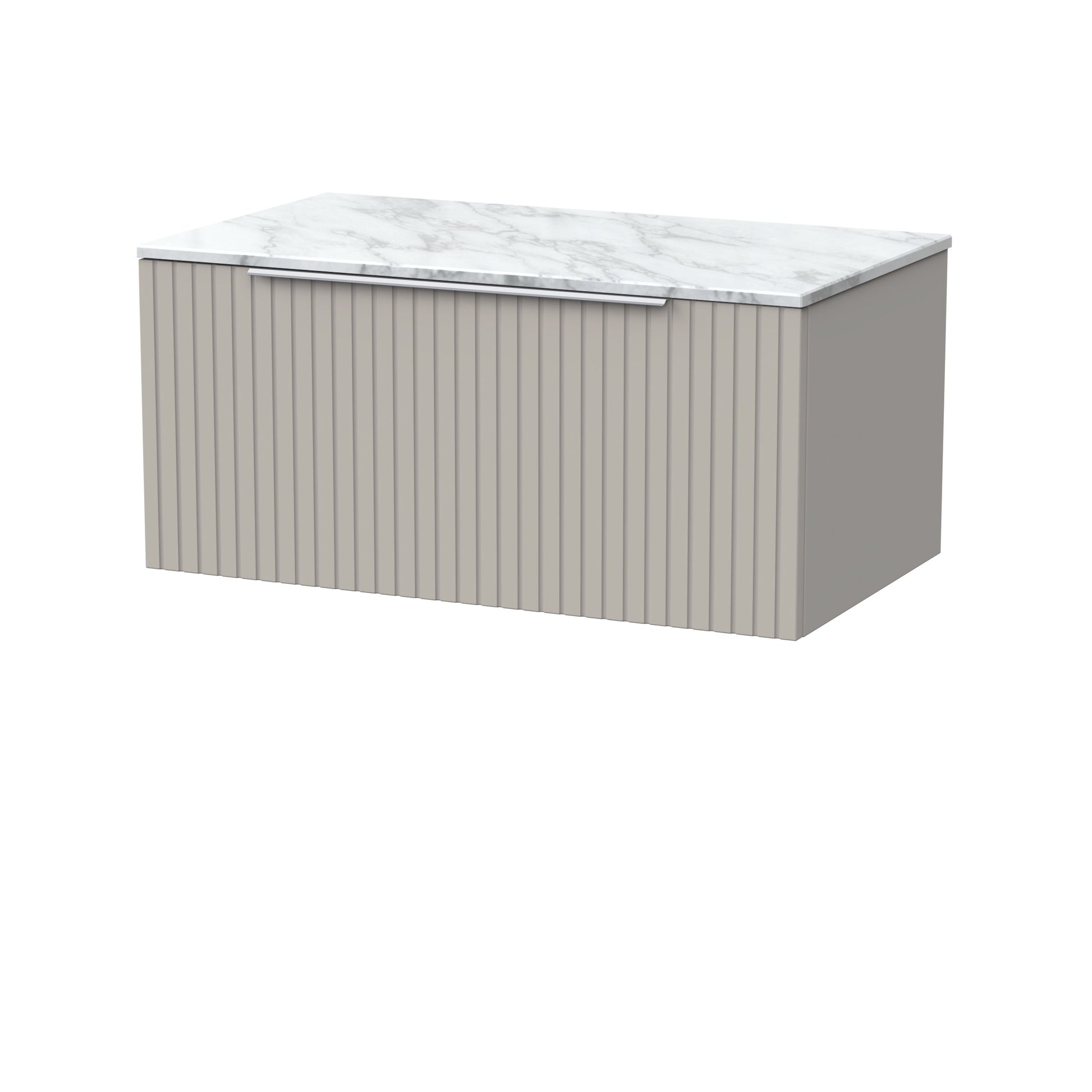 [BFLF3225CMT] Callingwood Contemporary Wall Hung 1 Drawer Vanity Unit with Carrera Marble Worktop, Choice of Size and Colour - Cutout