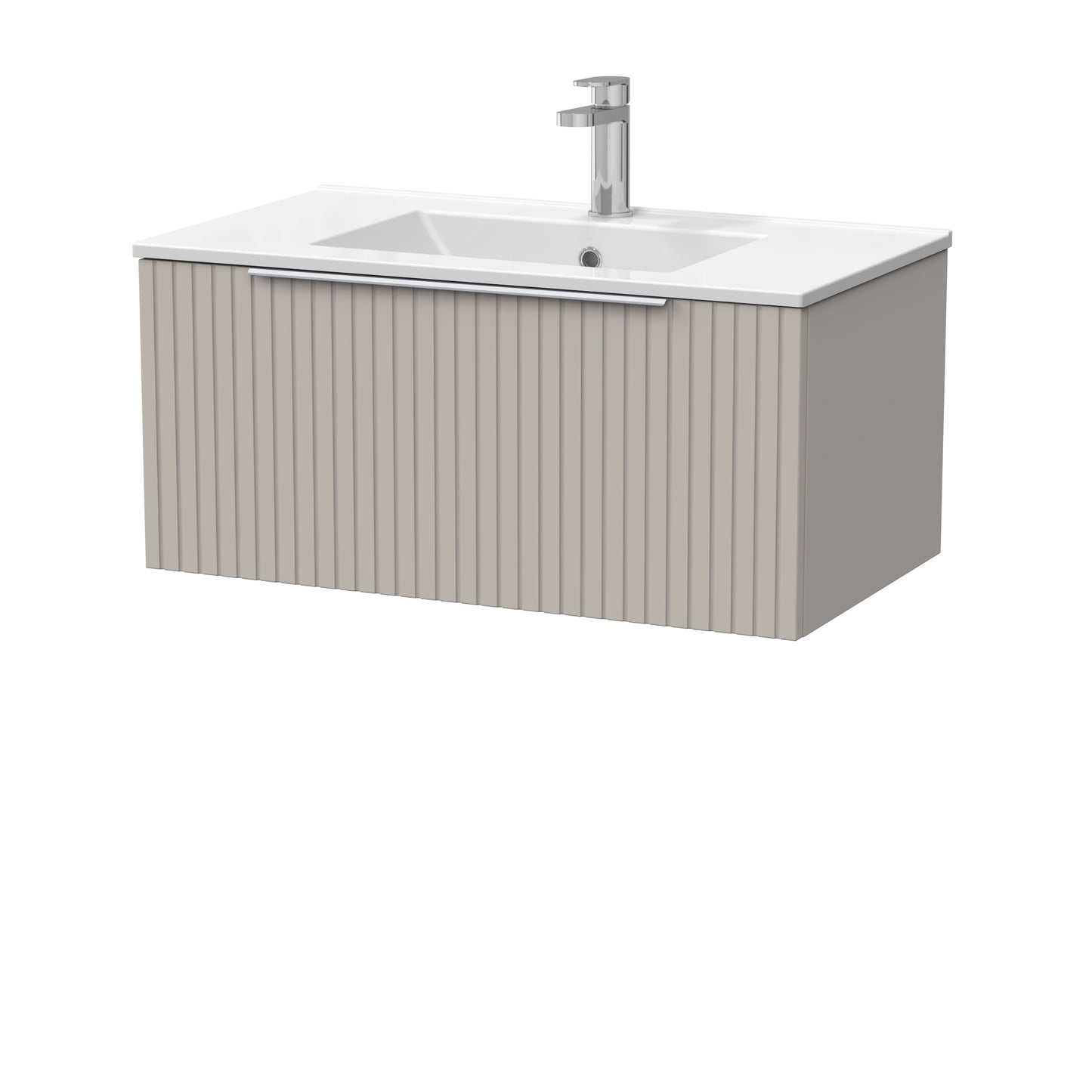 [BFLF3225C] Callingwood Contemporary Wall Hung 1 Drawer Vanity Unit with Minimalist Ceramic Basin, Choice of Size and Colour - Cutout