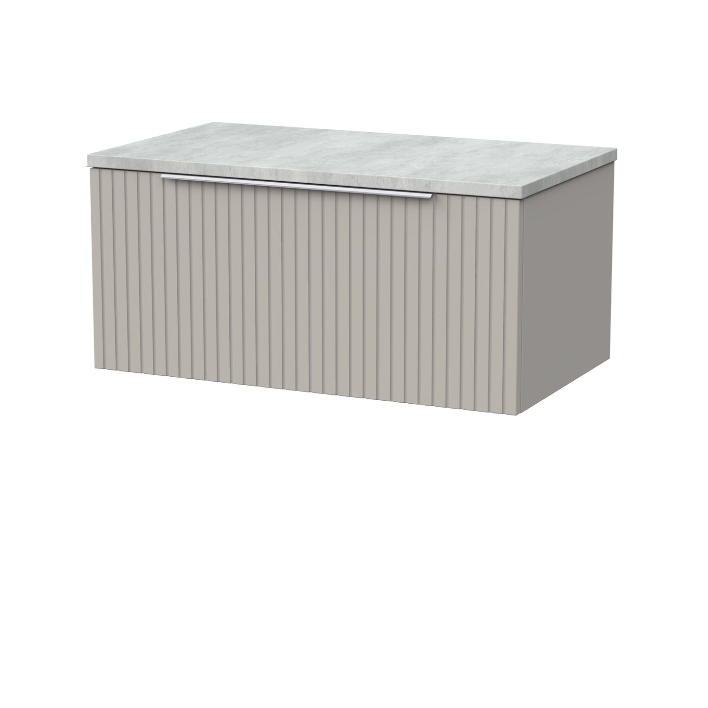 [BFLF3225LBG] Callingwood Contemporary Wall Hung 1 Drawer Vanity Unit with Bellato Grey Laminate Worktop, Choice of Size and Colour - Cutout