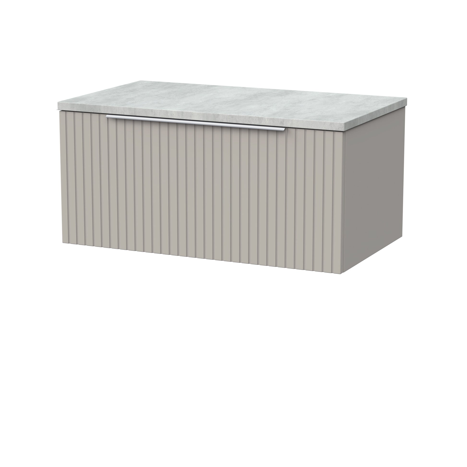 [BFLF3225LBG] Callingwood Contemporary Wall Hung 1 Drawer Vanity Unit with Bellato Grey Laminate Worktop, Choice of Size and Colour - Cutout