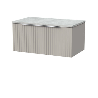 [BFLF3225LBG] Callingwood Contemporary Wall Hung 1 Drawer Vanity Unit with Bellato Grey Laminate Worktop, Choice of Size and Colour - Cutout