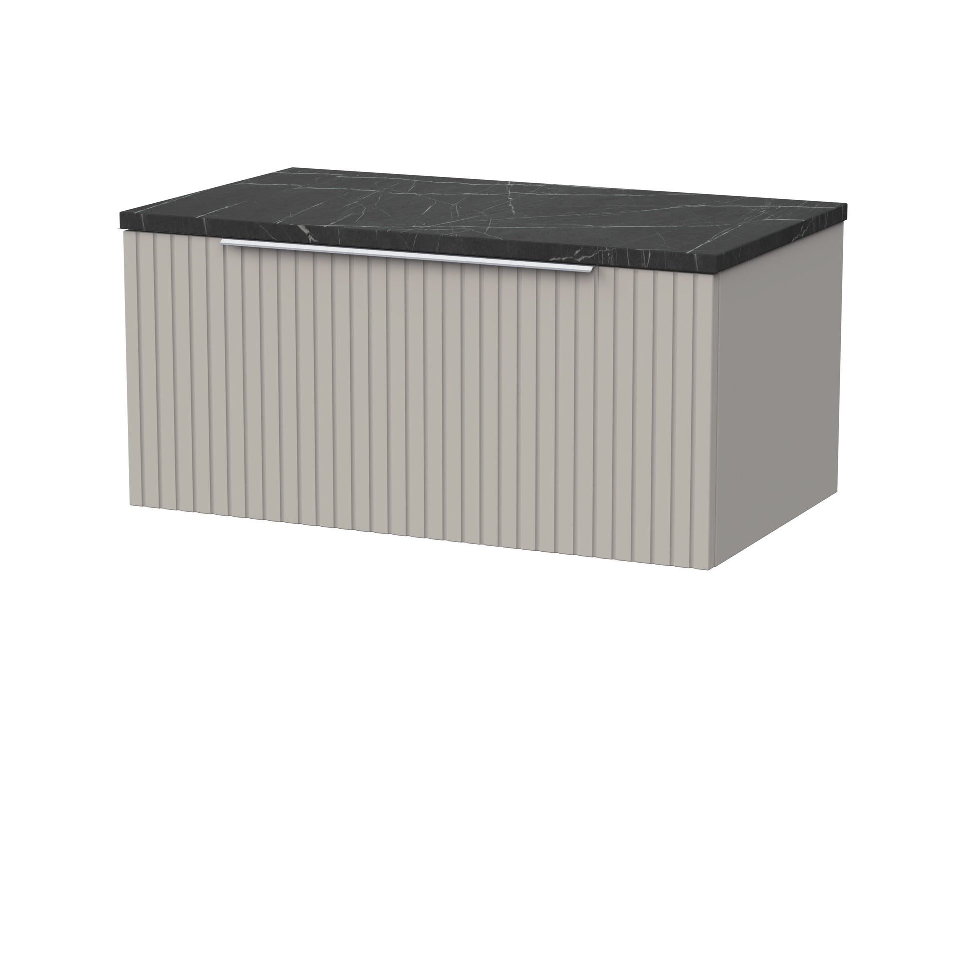 [BFLF3225LBP] Callingwood Contemporary Wall Hung 1 Drawer Vanity Unit with Black Pietra Marble Laminate Worktop, Choice of Size and Colour - Cutout