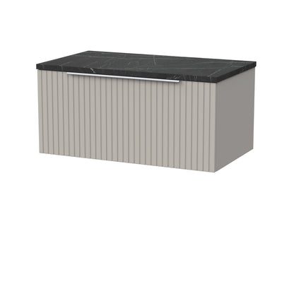 [BFLF3225LBP] Callingwood Contemporary Wall Hung 1 Drawer Vanity Unit with Black Pietra Marble Laminate Worktop, Choice of Size and Colour - Cutout