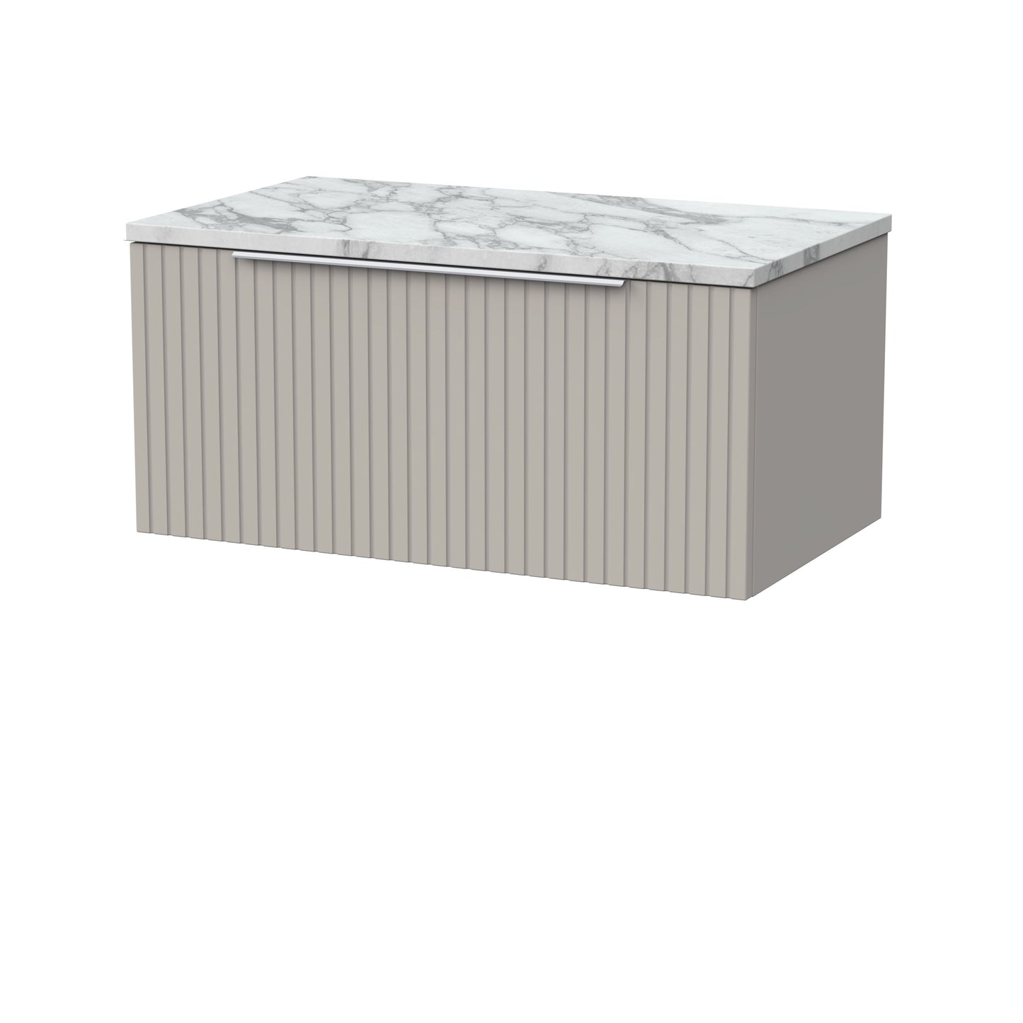 [BFLF3225LCM] Callingwood Contemporary Wall Hung 1 Drawer Vanity Unit with Carrera Marble Laminate Worktop, Choice of Size and Colour - Cutout