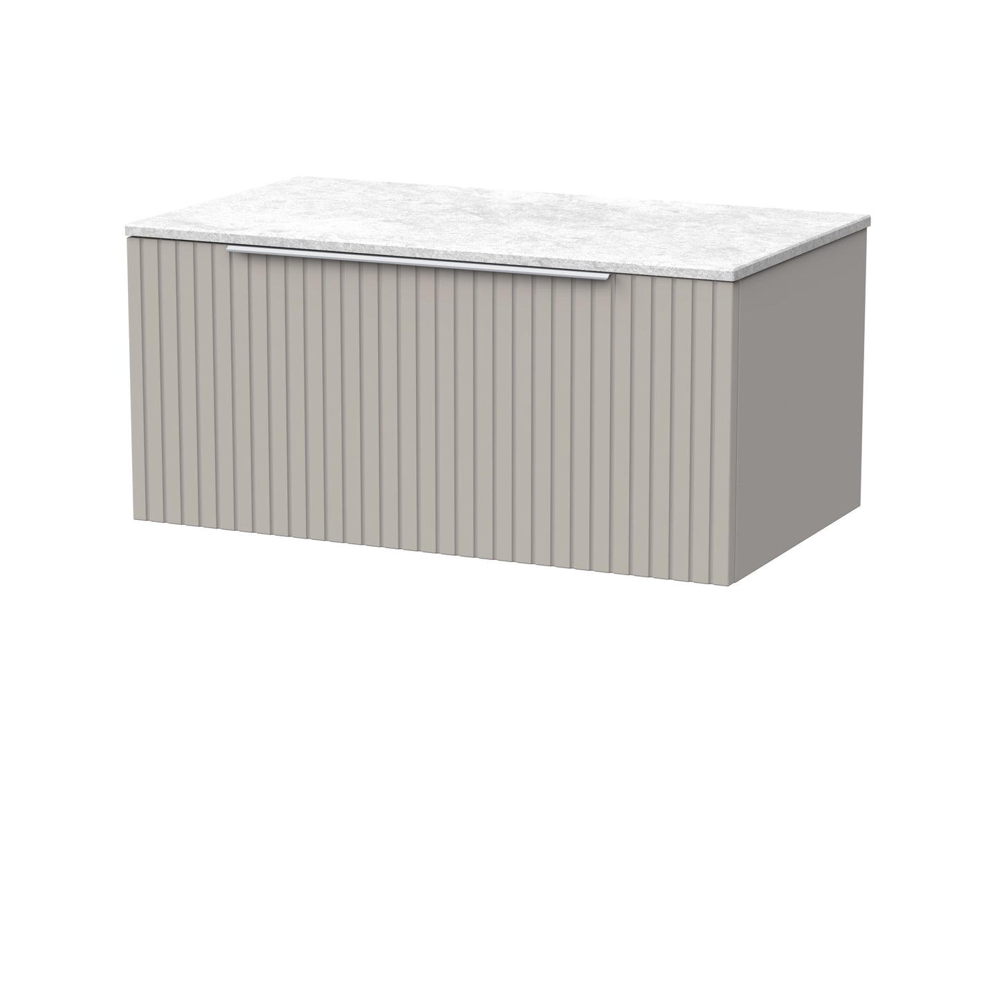 [BFLF3225WMT] Callingwood Contemporary Wall Hung 1 Drawer Vanity Unit with White Marble Worktop, Choice of Size and Colour - Cutout