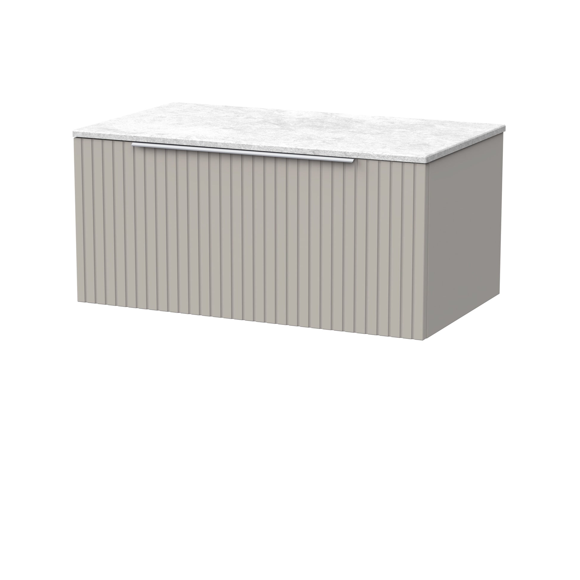 [BFLF3225WMT] Callingwood Contemporary Wall Hung 1 Drawer Vanity Unit with White Marble Worktop, Choice of Size and Colour - Cutout