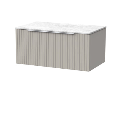 [BFLF3225WMT] Callingwood Contemporary Wall Hung 1 Drawer Vanity Unit with White Marble Worktop, Choice of Size and Colour - Cutout