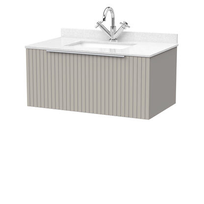 [BFLF3225WS1] Callingwood Contemporary Wall Hung 1 Drawer Vanity Unit with Marble Worktop and Basin, Choice of Size and Colour - Cutout