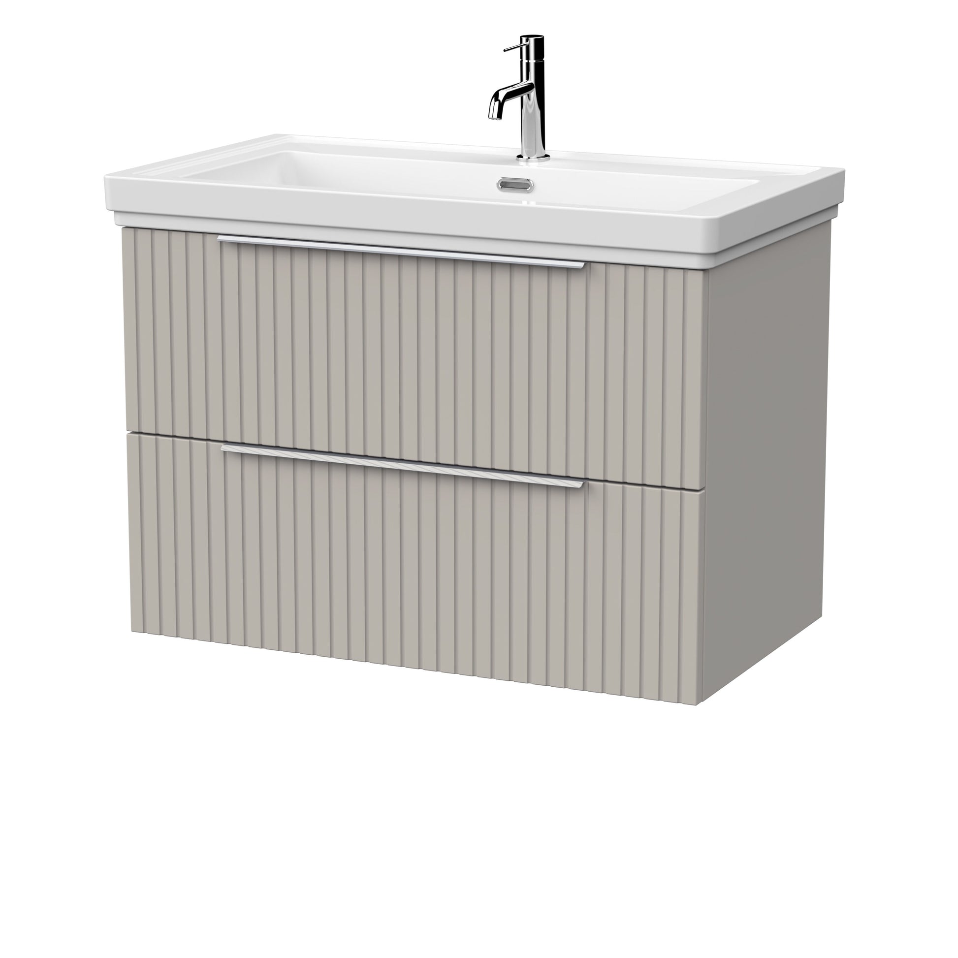[BFLF3226A] Callingwood Contemporary Wall Hung 2 Drawer Vanity Unit with Traditional 1 Tap Hole Fireclay Basin, Choice of Size and Colour - Cutout