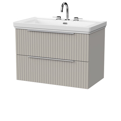 [BFLF3226B] Callingwood Contemporary Wall Hung 2 Drawer Vanity Unit with Traditional 3 Tap Hole Fireclay Basin, Choice of Size and Colour - Cutout
