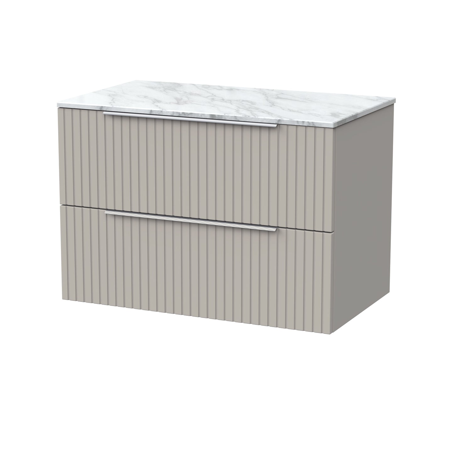 [BFLF3226CMT] Callingwood Contemporary Wall Hung 2 Drawer Vanity Unit with Carrera Marble Worktop, Choice of Size and Colour - Cutout