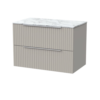 [BFLF3226CMT] Callingwood Contemporary Wall Hung 2 Drawer Vanity Unit with Carrera Marble Worktop, Choice of Size and Colour - Cutout