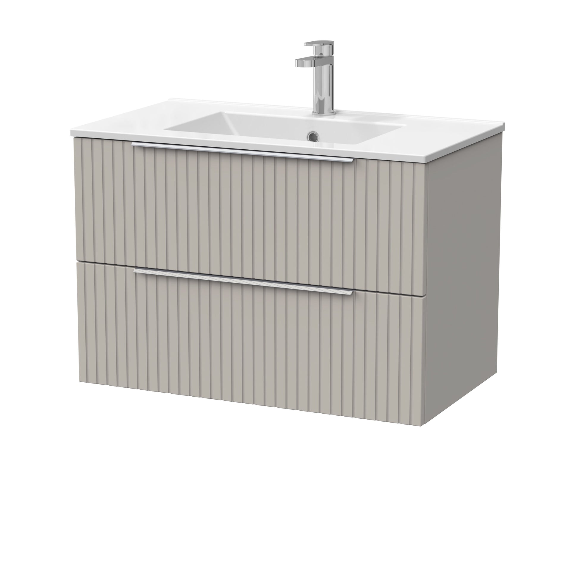 [BFLF3226C] Callingwood Contemporary Wall Hung 2 Drawer Vanity Unit with Minimalist Ceramic Basin, Choice of Size and Colour - Cutout