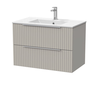 [BFLF3226C] Callingwood Contemporary Wall Hung 2 Drawer Vanity Unit with Minimalist Ceramic Basin, Choice of Size and Colour - Cutout