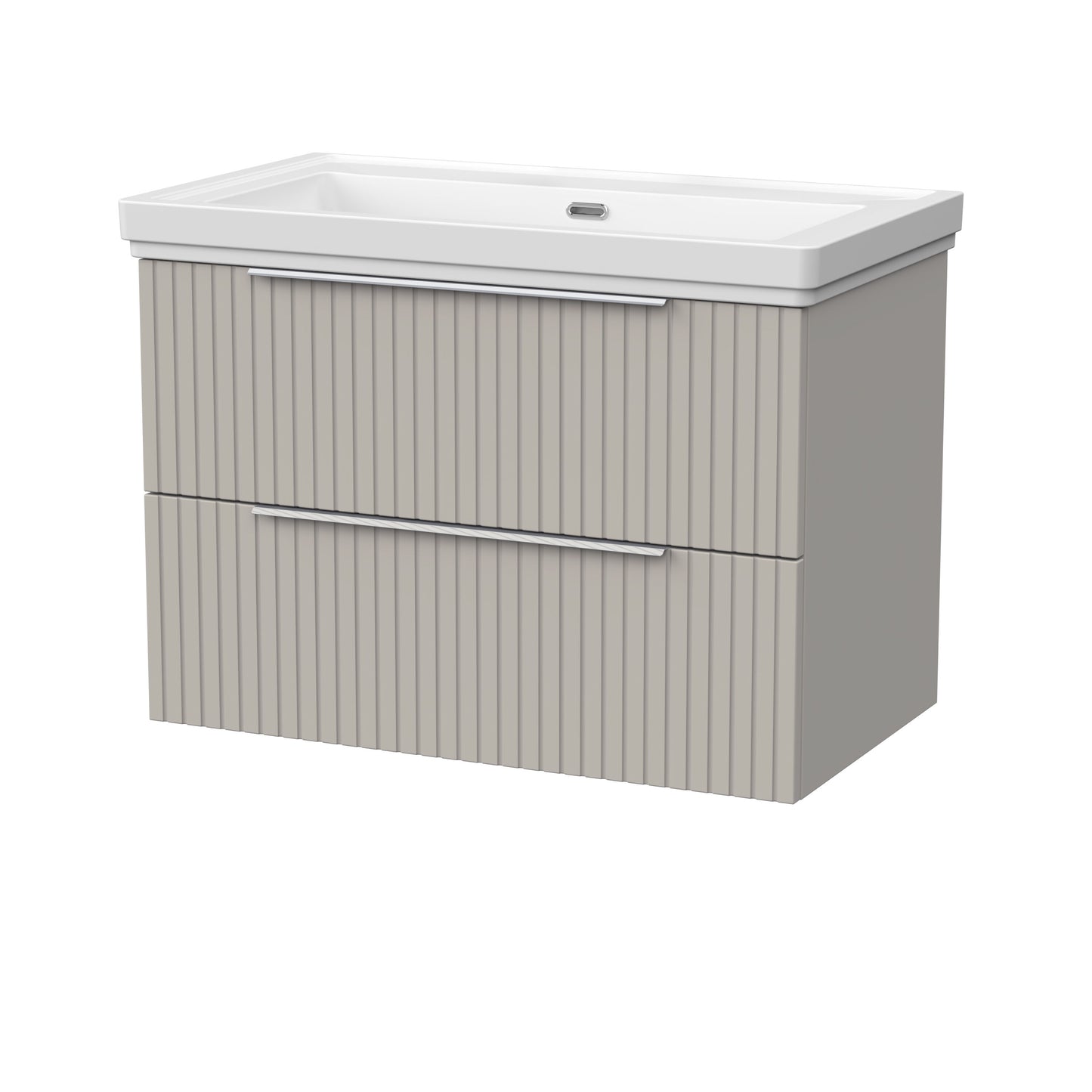 [BFLF3226H] Callingwood Contemporary Wall Hung 2 Drawer Vanity Unit with Traditional 0 Tap Hole Fireclay Basin, Choice of Size and Colour - Cutout