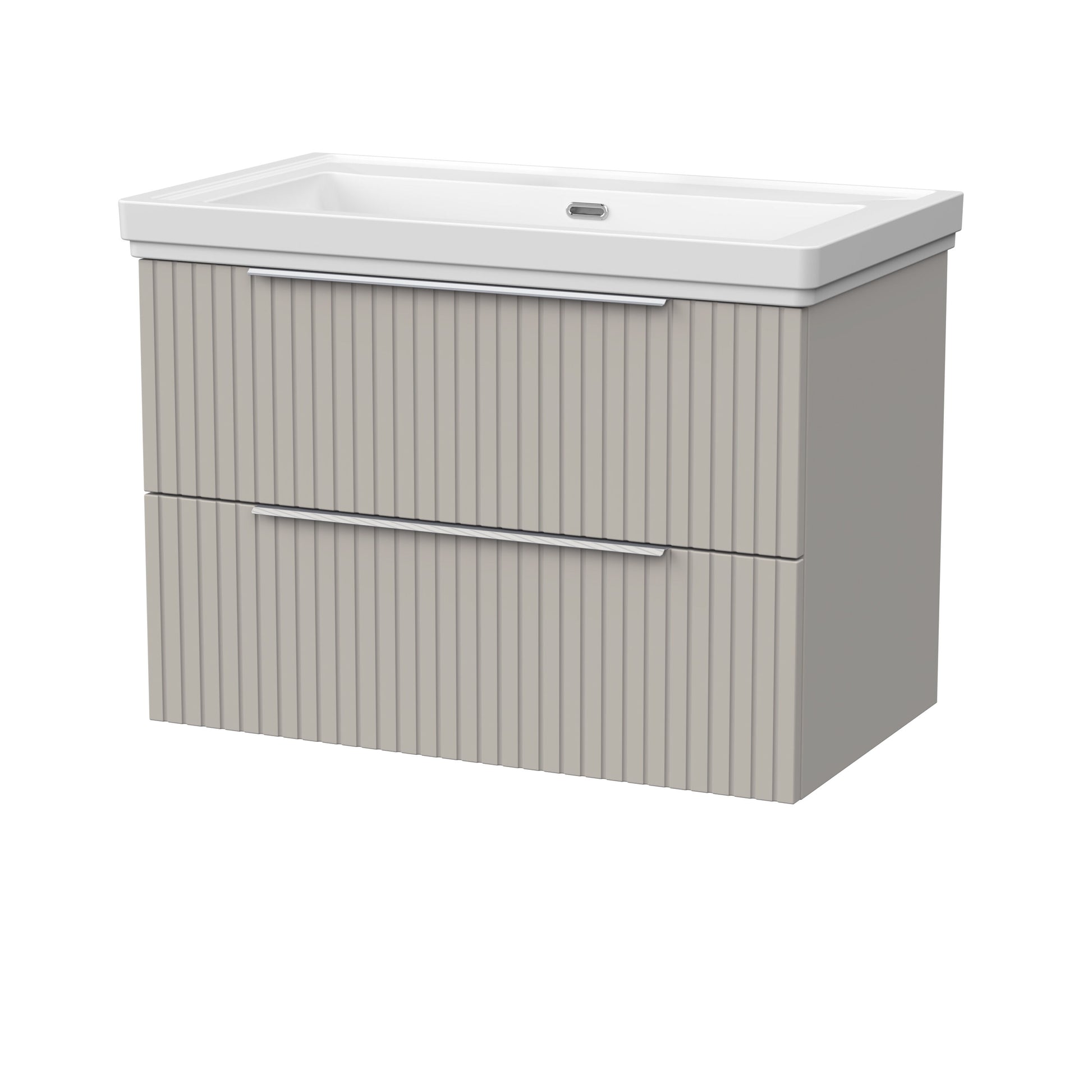 [BFLF3226H] Callingwood Contemporary Wall Hung 2 Drawer Vanity Unit with Traditional 0 Tap Hole Fireclay Basin, Choice of Size and Colour - Cutout