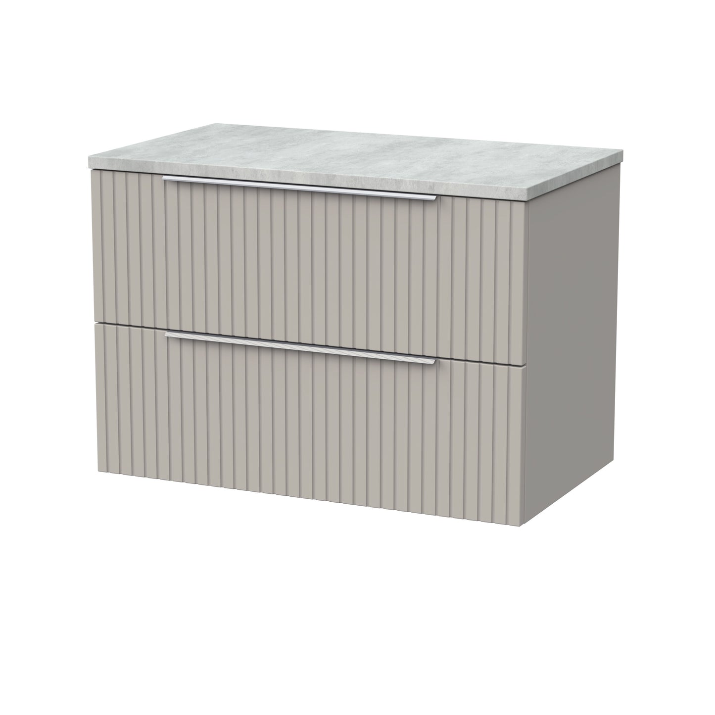 [BFLF3226LBG] Callingwood Contemporary Wall Hung 2 Drawer Vanity Unit with Bellato Grey Laminate Worktop, Choice of Size and Colour - Cutout