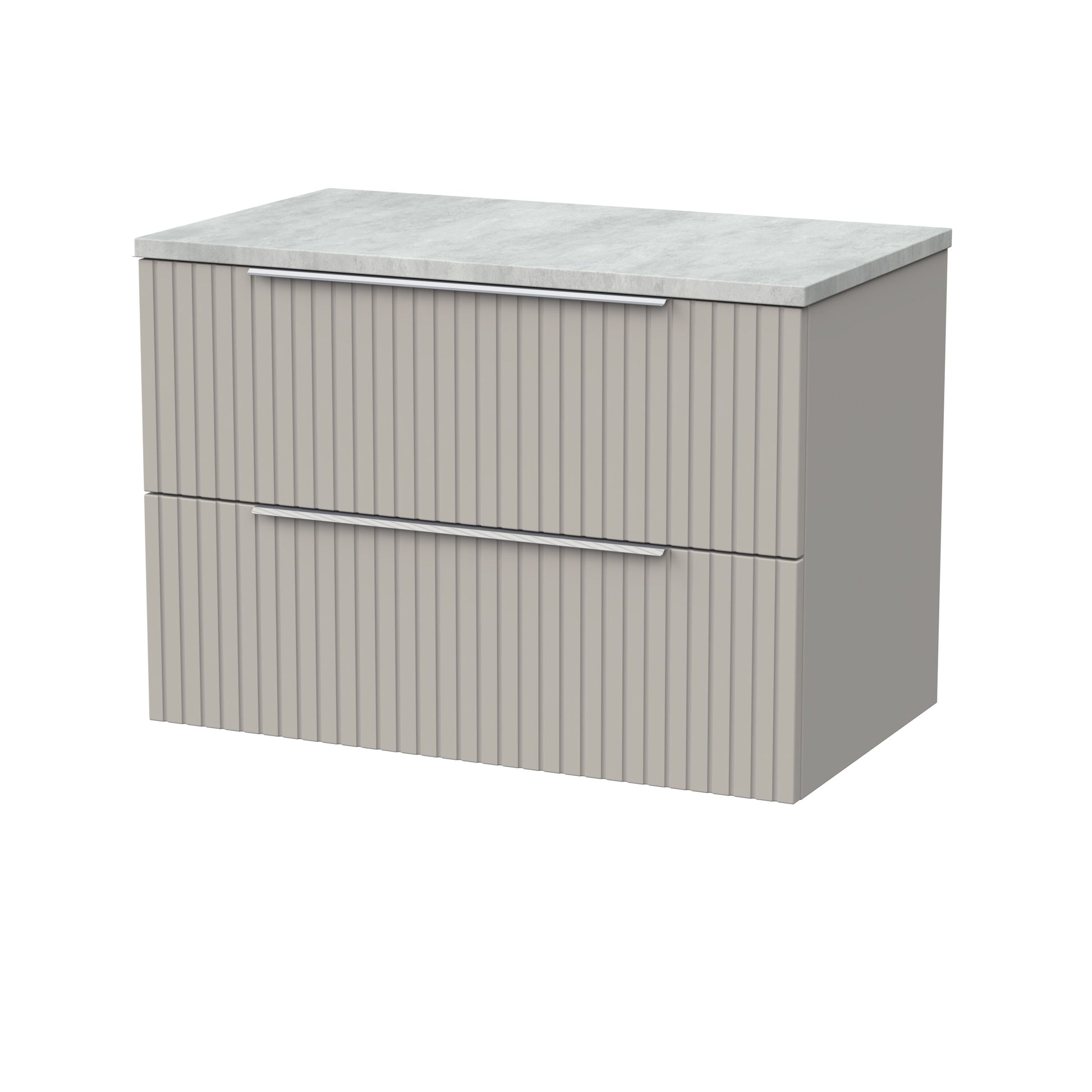 [BFLF3226LBG] Callingwood Contemporary Wall Hung 2 Drawer Vanity Unit with Bellato Grey Laminate Worktop, Choice of Size and Colour - Cutout