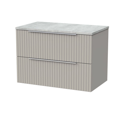 [BFLF3226LBG] Callingwood Contemporary Wall Hung 2 Drawer Vanity Unit with Bellato Grey Laminate Worktop, Choice of Size and Colour - Cutout