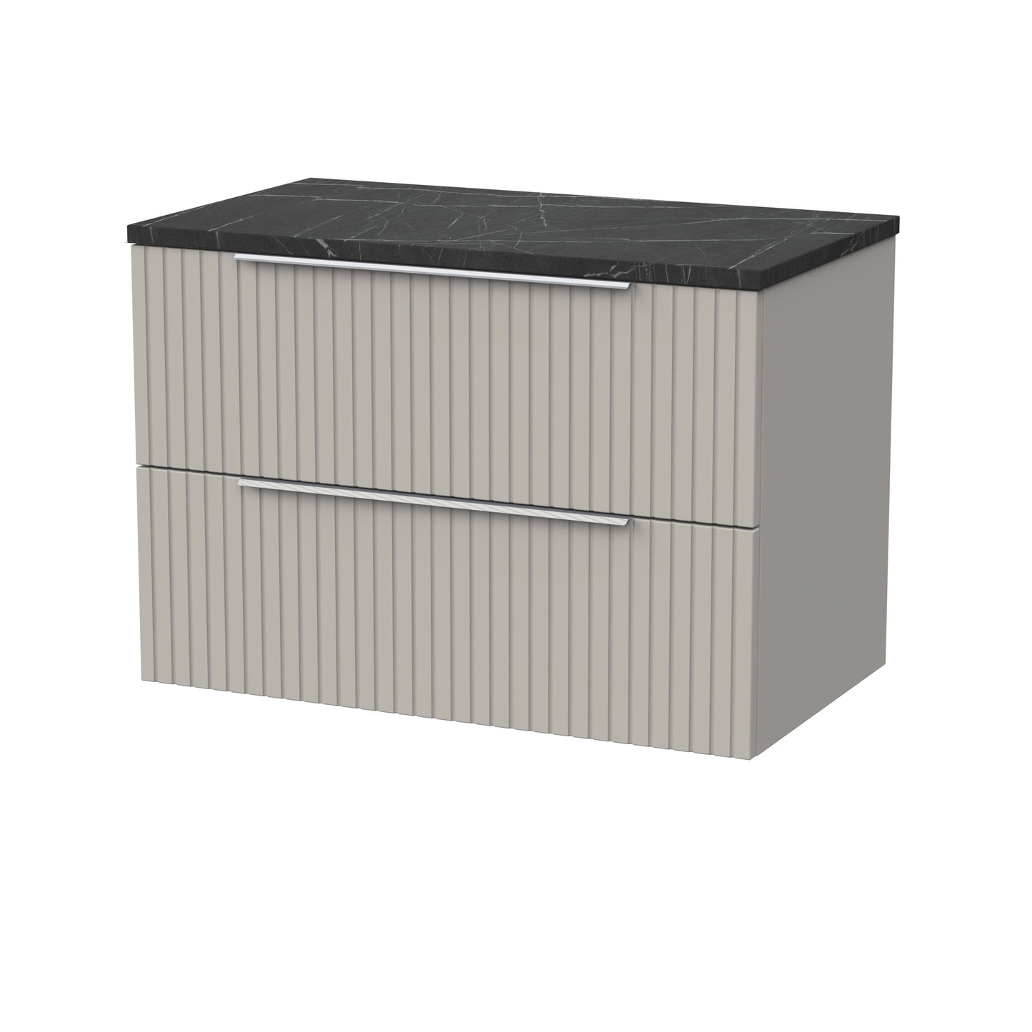 [BFLF3226LBP] Callingwood Contemporary Wall Hung 2 Drawer Vanity Unit with Black Pietra Marble Laminate Worktop, Choice of Size and Colour - Cutout