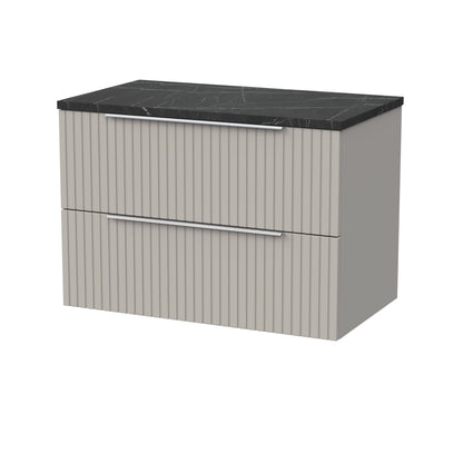 [BFLF3226LBP] Callingwood Contemporary Wall Hung 2 Drawer Vanity Unit with Black Pietra Marble Laminate Worktop, Choice of Size and Colour - Cutout
