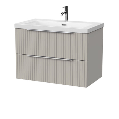 [BFLF3226L] Callingwood Contemporary Wall Hung 2 Drawer Vanity Unit with 1 Tap Hole Fireclay Basin, Choice of Size and Colour - Cutout