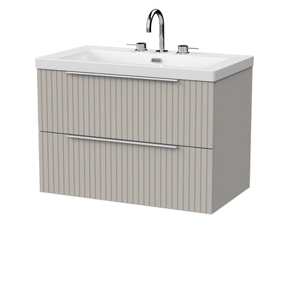 [BFLF3226M] Callingwood Contemporary Wall Hung 2 Drawer Vanity Unit with 3 Tap Hole Fireclay Basin, Choice of Size and Colour - Cutout