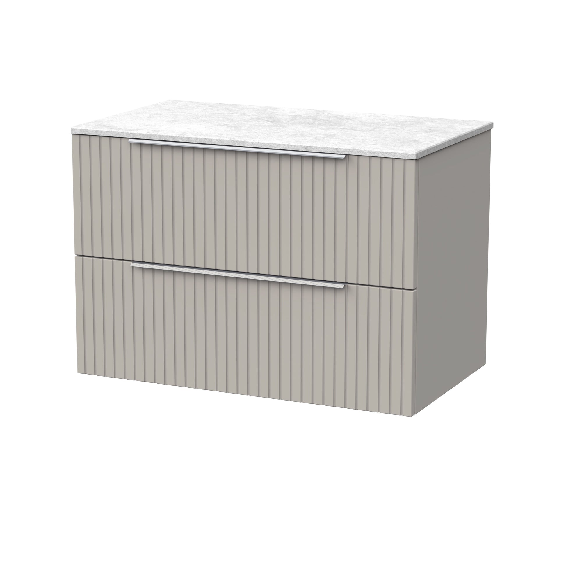 [BFLF3226WMT] Callingwood Contemporary Wall Hung 2 Drawer Vanity Unit with White Marble Worktop, Choice of Size and Colour - Cutout