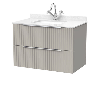 [BFLF3226WS1] Callingwood Contemporary Wall Hung 2 Drawer Vanity Unit with Marble Worktop and Basin, Choice of Size and Colour - Cutout