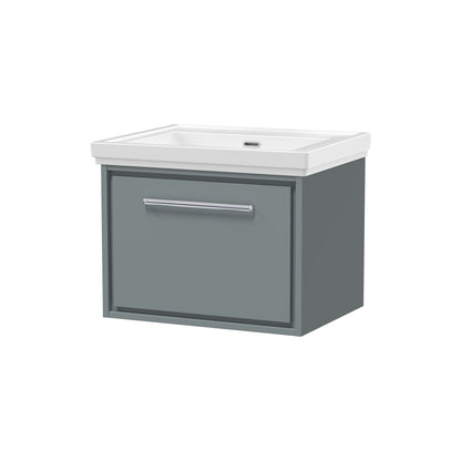 [BFLL2322H] Longnor Single Drawer Wall Hung Vanity Basin Unit with 0 Tap Hole Traditional Fireclay Basin, Choice of Size and Colour - Cutout