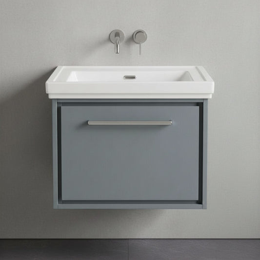 [BFLL2322H] Longnor Single Drawer Wall Hung Vanity Basin Unit with 0 Tap Hole Traditional Fireclay Basin, Choice of Size and Colour - Silo