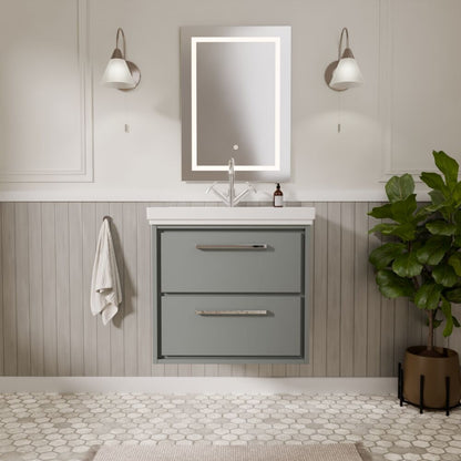 [BFLL2324A] Longnor 2 Drawer Wall Hung Vanity Basin Unit with 1 Tap Hole Traditional Fireclay Basin, Choice of Size and Colour - Lifestyle 1