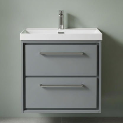 [BFLL2324E] Longnor Modern Wall Hung Vanity 2 Drawer Vanity Basin Unit with Rectangular Basin, Choice of Size and Colour - Silo