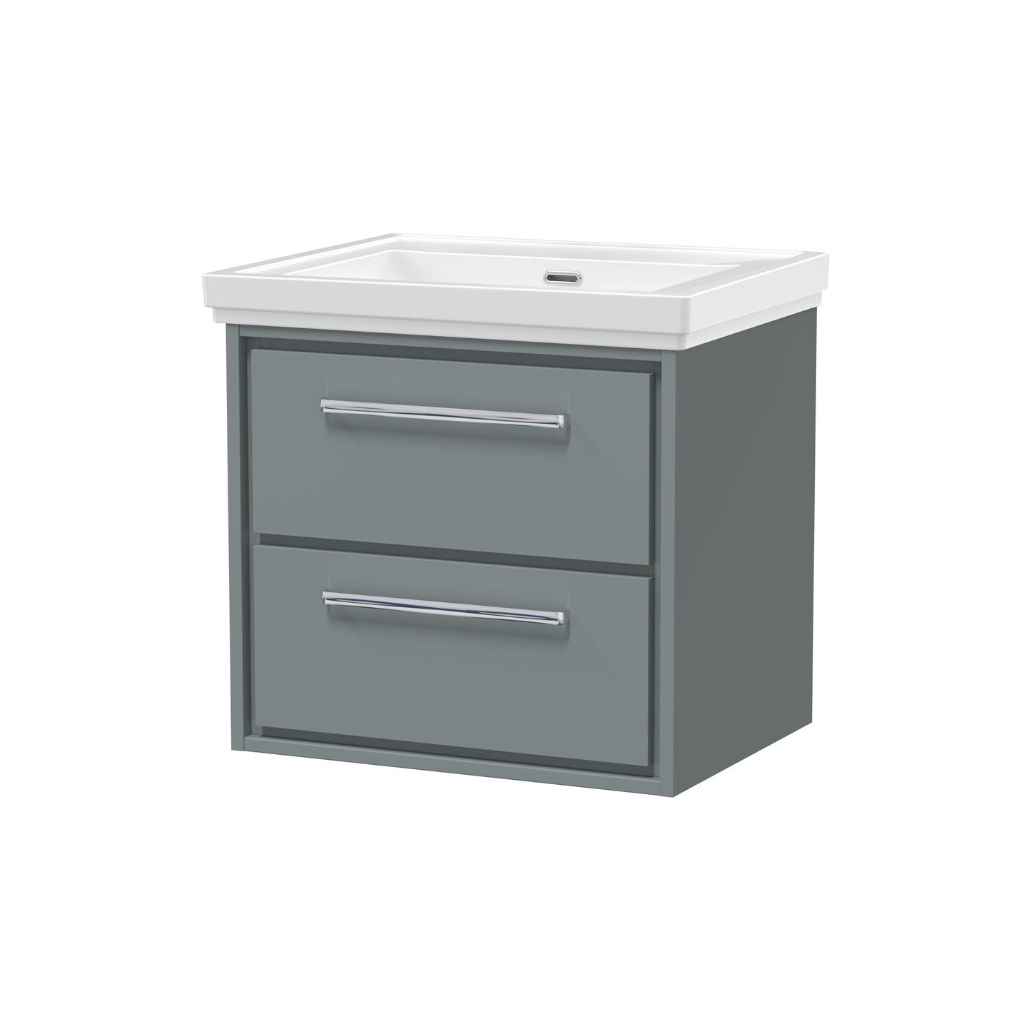 [BFLL2324H] Longnor 2 Drawer Wall Hung Vanity Basin Unit with 0 Tap Hole Traditional Fireclay Basin, Choice of Size and Colour - Cutout