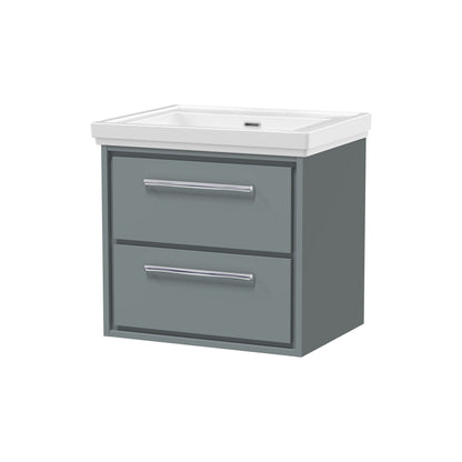 [BFLL2324H] Longnor 2 Drawer Wall Hung Vanity Basin Unit with 0 Tap Hole Traditional Fireclay Basin, Choice of Size and Colour - Cutout