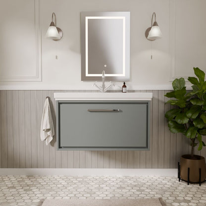 [BFLL2325A] Longnor Single Drawer Wall Hung Vanity Basin Unit with 1 Tap Hole Traditional Fireclay Basin, Choice of Colour and Size - Lifestyle 1