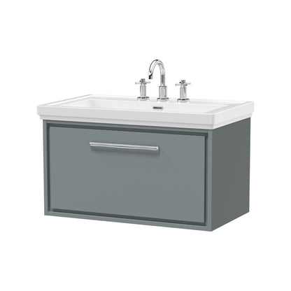 [BFLL2325B] Longnor Single Drawer Wall Hung Vanity Basin Unit with 3 Tap Hole Traditional Fireclay Basin, Choice of Size and Colour - Cutout