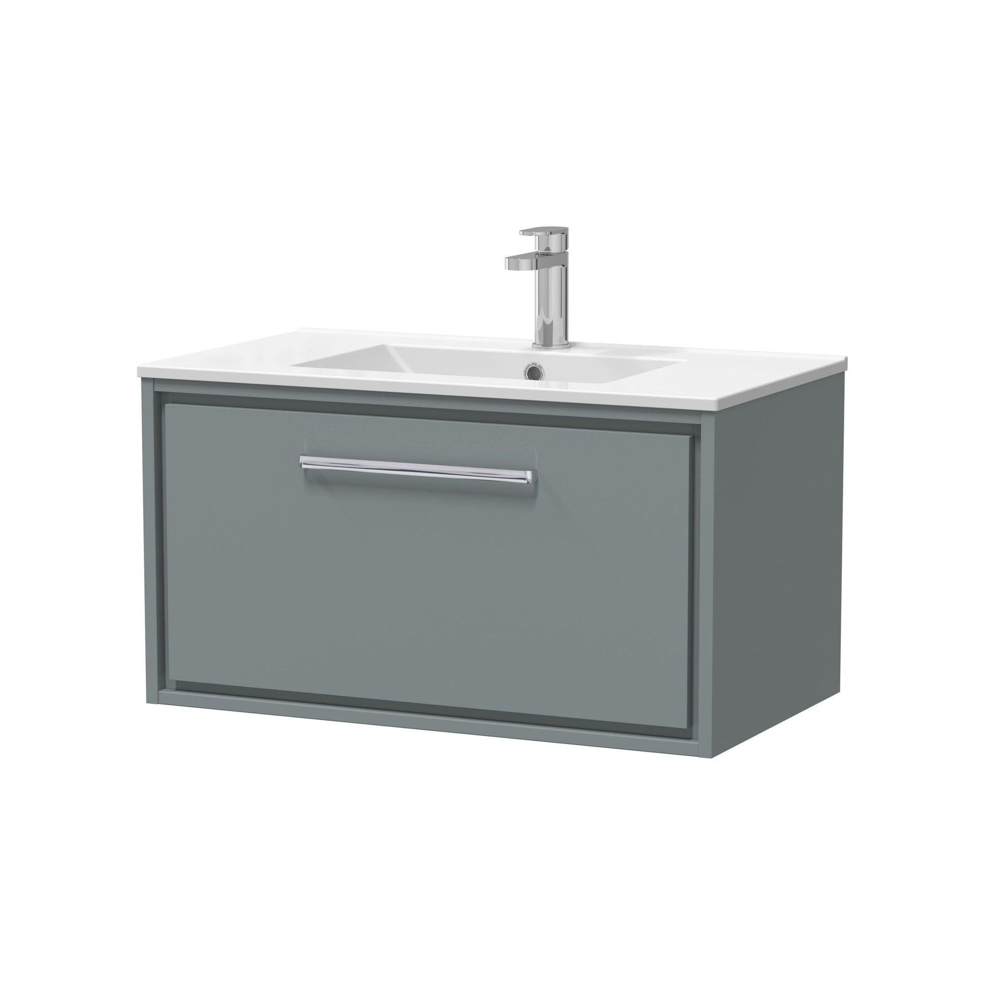 [BFLL2325C] Longnor Modern Bathroom Wall Hung Single Drawer Vanity Unit & Basin, Choice of Size and Colour - Cutout